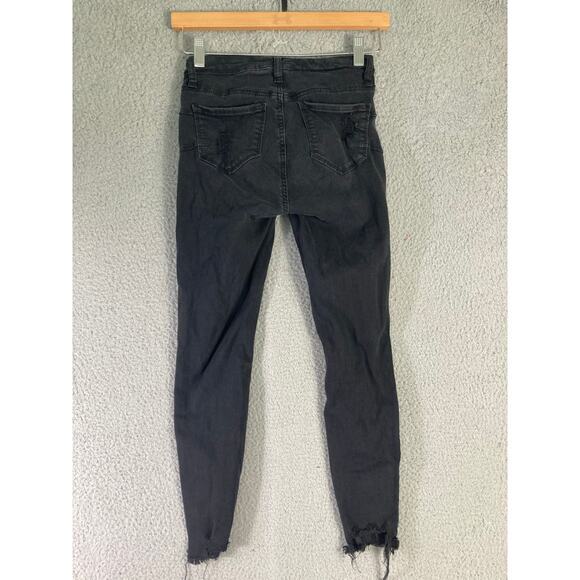 Women's Curvy High Rise Skinny Ankle Jeans Black Distressed Size 1 - Picture 3 of 9